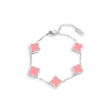 Браслет с четырехлистным клевером (розовый)