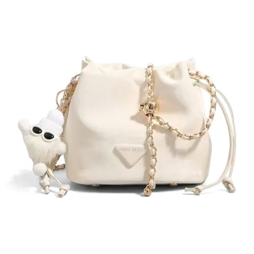 VINEY Сумка через плечо из коровьей кожи ведрообразная сумка стандартная женская цвет экрю