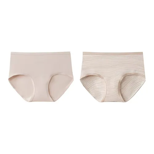 361° 2 пачки Светло-коричневый + Светло-коричневый Полосы Женские Трусики-бикини