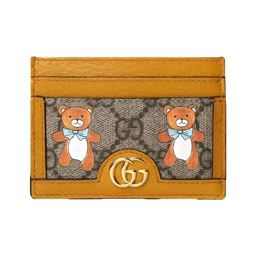 GUCCI KAI Коллаборация Холст с кожей Картхолдер Женские Эбеновый Коричневый