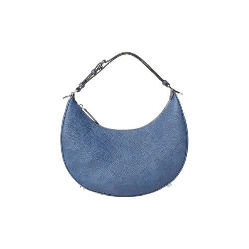 FENDI Fendigraphy Телячья кожа Сумка-хобо Сумка через плечо Сумка Маленькая Женская Синяя