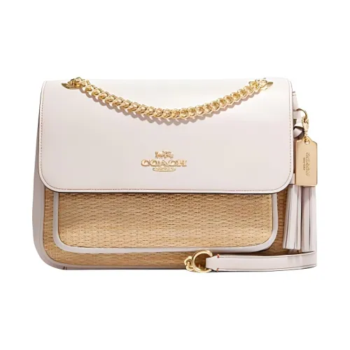 COACH Klare Ткань с кожаными вставками Сумка через плечо Сумка на плечо Женская Экрю