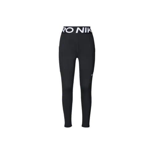 NIKE Pro Черный/Белый Женские Спортивные Брюки