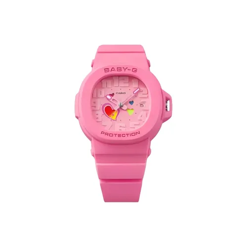 CASIO Naughty Heart Collection Кварцевый механизм Смольный ремешок Часы Унисекс Розовый циферблат