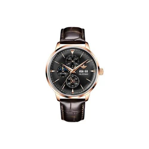 Oupinke Автоматический Механический Механизм Естественная Кожа Ремешок Часы Мужские Белый Циферблат