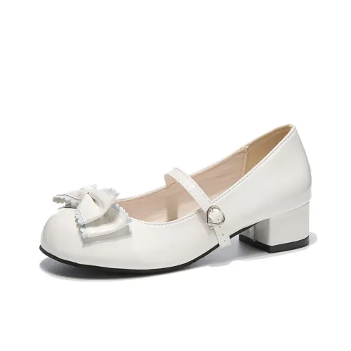 Medd Грубый каблук Туфли Мэри Джейн Женские Бежевый