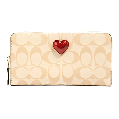 COACH Accordion Zip Покрытый холст Кошелек Женские Светлый хаки