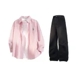 Красный и белый с полосами + черные штаны