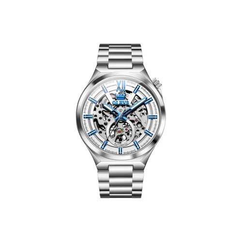 OLEVS Play The Cool Series Механический механизм ремешок из нержавеющей стали мужские часы белый циферблат