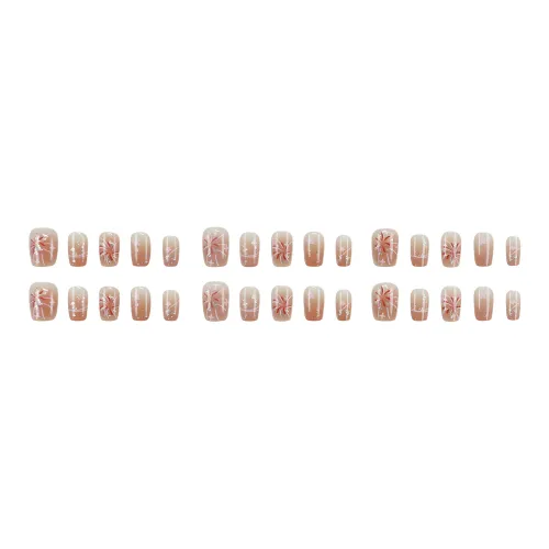 XUNQIANSE Blush Gentle Sweet Style Firework Stars Наклейки для ногтей False Nail Овал Розовый Smudge Стиль Instagram 30 шт