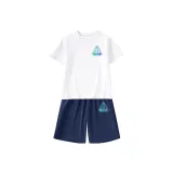 [Быстросохнущая одежда с коротким рукавом + быстросохнущие шорты] Белый + Королевский синий