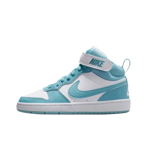 nike Court Borough Устойчивый к истиранию MID Топ Детские Скейтбординги Белый Синий Подростки