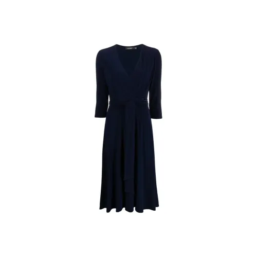 LAUREN RALPH LAUREN Длинное платье с длинными рукавами женское черное