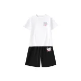 [Влагоотводящая одежда с коротким рукавом + быстросохнущие шорты] Белый + Черный