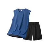 Комплект одежды (Пыльно-синий топ + черные штаны)