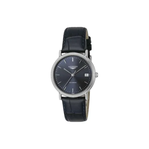 LONGINES PRésence Автоматический Механический Механизм Женские Часы 34 мм Черный Циферблат Корпус из Нержавеющей Стали Кожаный Ремешок