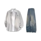 Чёрный и белый с полосами + синий штаны