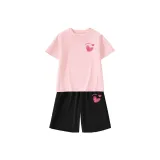 [Быстросохнущая одежда с коротким рукавом + быстросохнущие шорты] Розовый + Черный