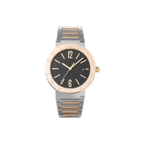 BVLGARI Наручные часы Автоматический Механический Механизм Нержавеющая Сталь 18K Розовое Золото Ремешок 41 мм Черный Циферблат Мужские часы