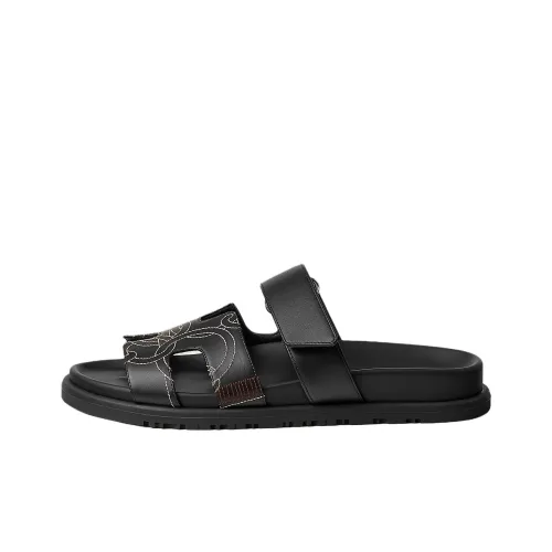 HERMES Chypre Rubber Slide Тапочки Женские Черный