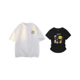 Белый свободный крой + черный, подчеркивающий талию