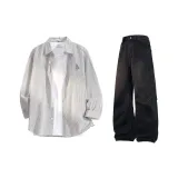 Чёрный и белый полосы + чёрные штаны