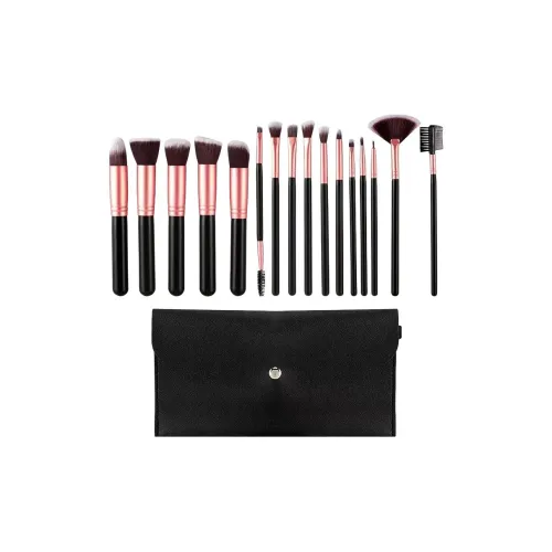ZHISHUYA 14 шт Черный золотой+ПУ (полиуретан) Сумка Наборы одежды Кисти для макияжа Контуринг Основа Фиксирующий Средство Чистка Портативный