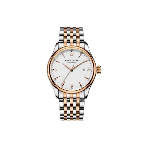 REEF TIGER Legacy Collection Автоматический Механический Механизм Нержавеющая Сталь Ремешок Часы Мужские Белый Циферблат