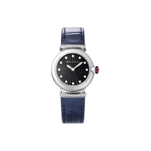 BVLGARI Наручные часы Кварцевый механизм Кожаный ремешок 28 мм Черный циферблат Женские часы