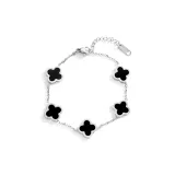 Браслет с четырехлистным клевером (черный)
