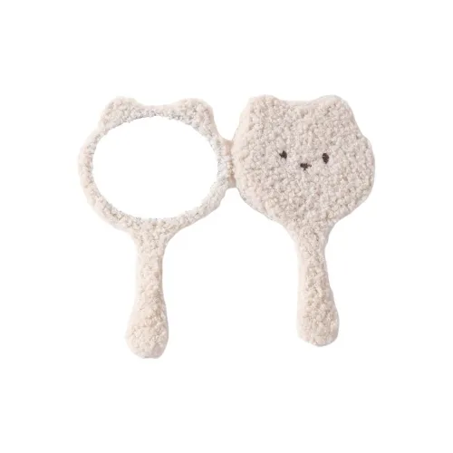 Future Maple Cute Bear Plush Handheld Makeup Mirror HD Crystal Plastic Portable Beauty Mirror
