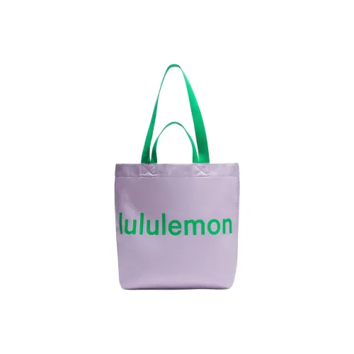 lululemon Холст Тоут Сумка Сумка для покупок Сумка через плечо Сумка Женская Небесно-фиолетовая и Радужно-зеленая