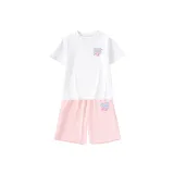 [Быстросохнущая одежда с коротким рукавом + быстросохнущие шорты] Белый + Розовый
