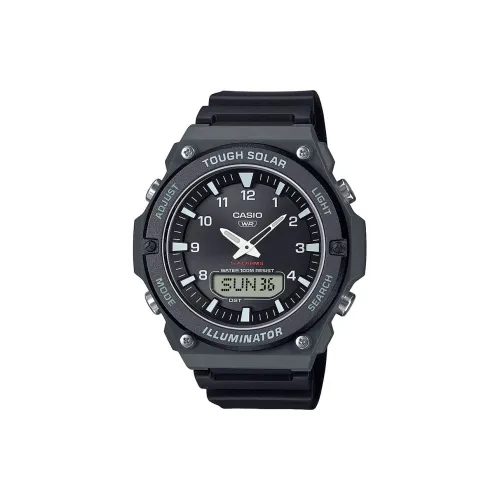 CASIO Standard Series Солнечный Кварцевый Механизм Резиновый Ремешок Часы Мужские Черный Циферблат