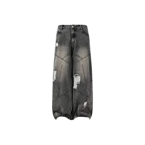 PASET Черно-серый цвет унисекс джинсы