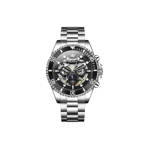 OLEVS Play The Cool Series Механический механизм ремешок из нержавеющей стали черный циферблат мужские часы