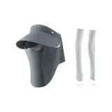 [Одежда с защитой от солнца Наборы] Темно-синий Серый Магнитный Шляпа + Защитные рукава от солнца