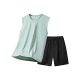 Комплект одежды (Гороховый зеленый топ + черные штаны)