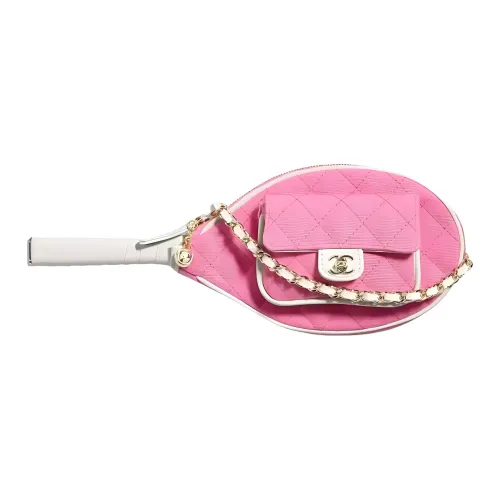 CHANEL 23C Early Spring Хлопок Canvas Телячья кожа Clutch Сумка через плечо Сумка на плечо Сумка через плечо Женская Розовая