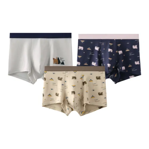 FENTENG FU26960679 Сапфир Синий + Светло-Серый + Земляной Желтый Мужские Боксеры