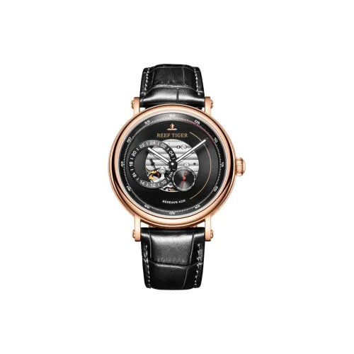 REEF TIGER Автоматический Механический Механизм Мужские Часы 45 мм Черный