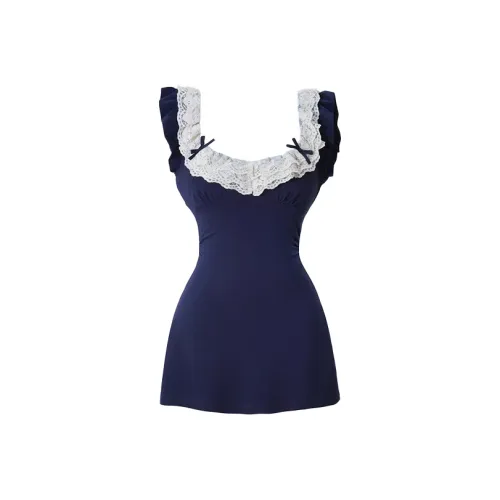 NFV Темно-синий Женские Платья без рукавов