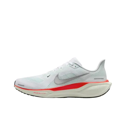 Nike Pegasus 41 Устойчивый к истиранию Низкий Топ ZOOMX Повседневная Обувь для бега на длинные дистанции Спринт Беговые кроссовки Мужской Белый