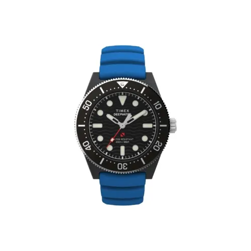 TIMEX Мужские часы Кварцевый механизм Резиновый ремешок 43 мм Черный циферблат