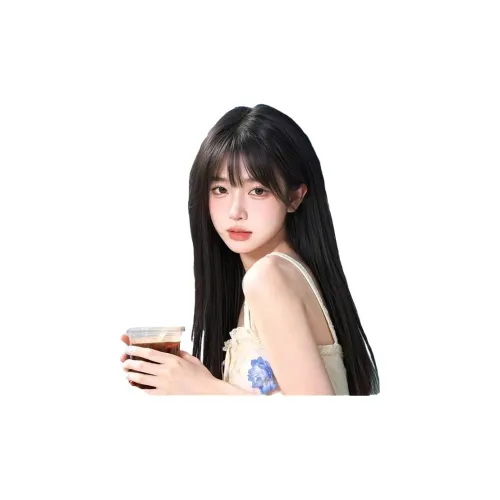 QIYEXUE Full Голова COVER Натуральный LOOK Полнота Фронтальные прядь Холодный Черный длинный Straight