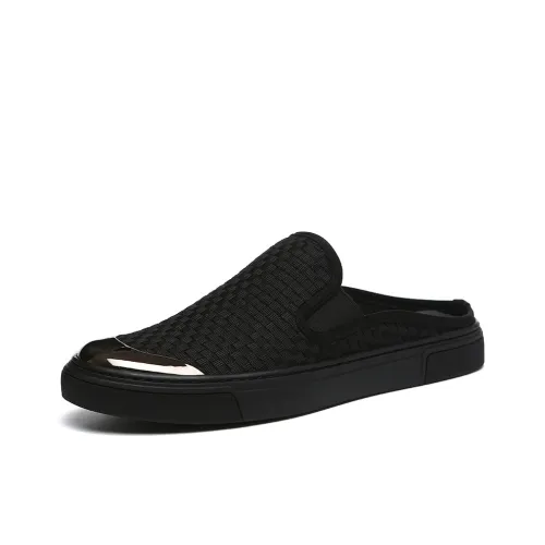 SENJIALUO Резина Подошва Домашние Тапочки Мужские Черные