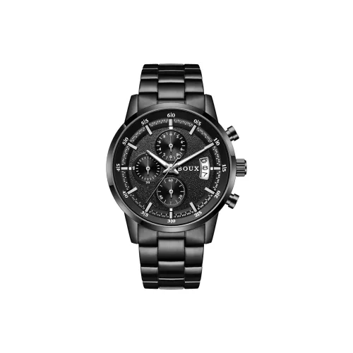 BOUX Black Knight Черный воин Кварцевый механизм Ремешок из нержавеющей стали Часы Мужские часы Черный циферблат