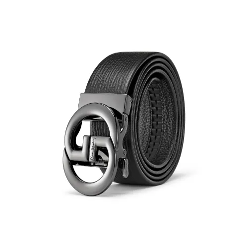 PIERRE CARDIN Ремни из крупнозернистой текстуры коровьей кожи Мужской Черный 3,5CM