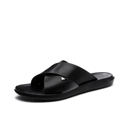 SENJIALUO Резина Пена Подошва Слип-резистентная Аbrasion-резистентная Слипоны Мужские Черные