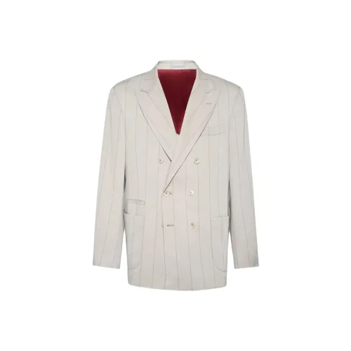 BRUNELLO CUCINELLI SS25 Бизнес-костюм Пальто Мужской Белый